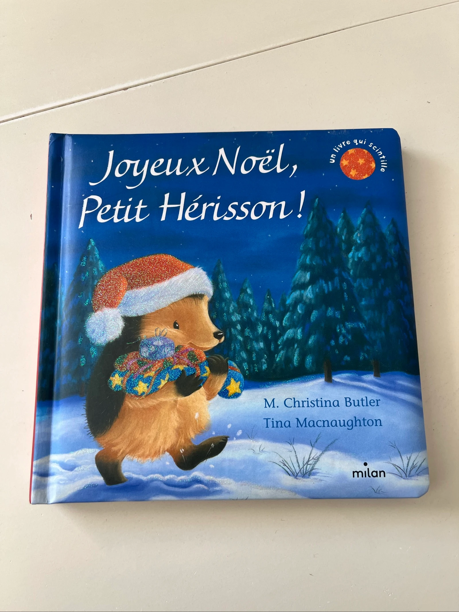 Livre « Jouyeux Noël, Petit Hérisson ! »  - un livre qui scintille  - M. Christina Butler, Tina Macnaughton  - Milan  - Très bon état 